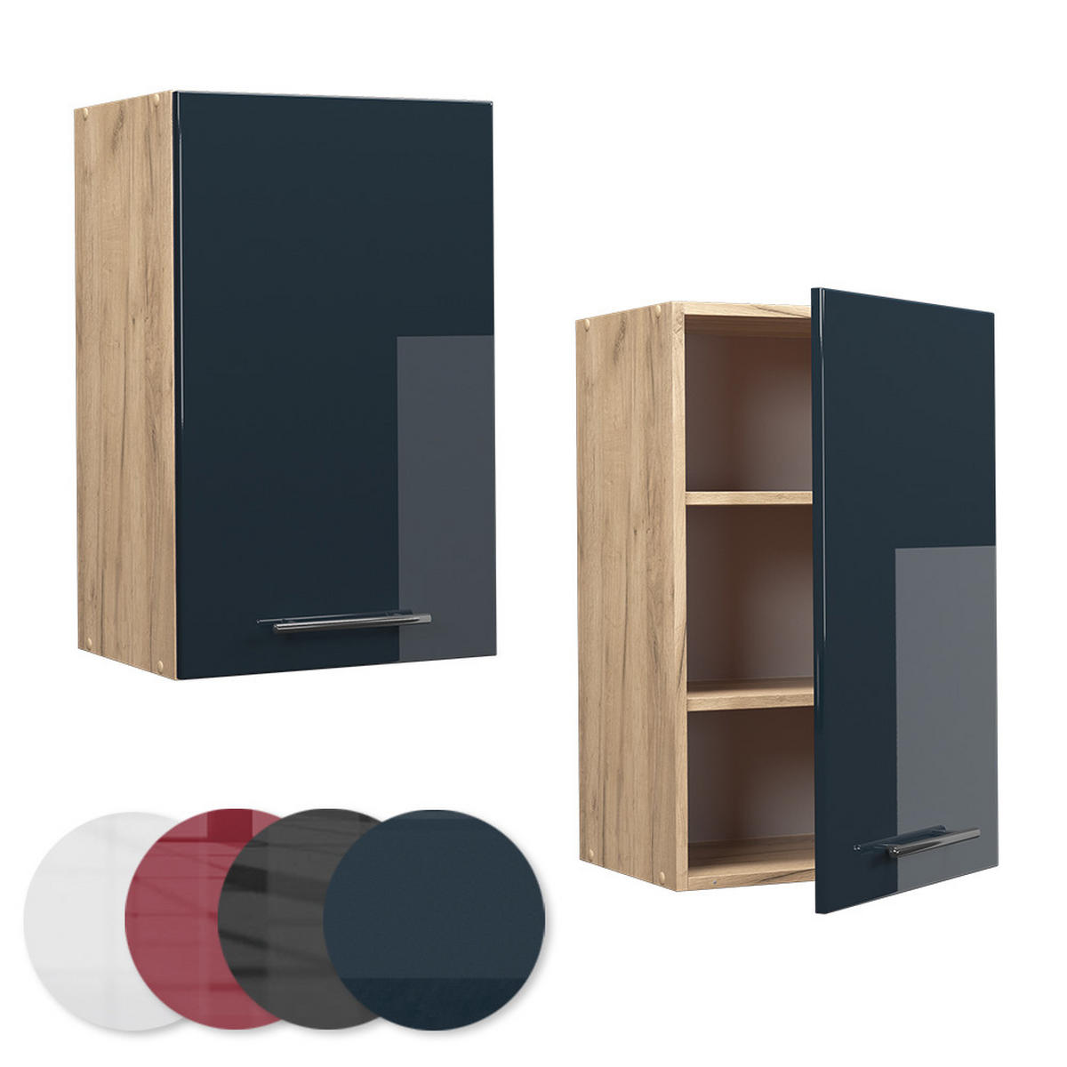 HÄNGESCHRANK Fame-Line Dunkelblau Hochglanz 45 cm - Honigeiche/Eiche Wotan, Holzwerkstoff (45/72/34.1cm) - Vicco