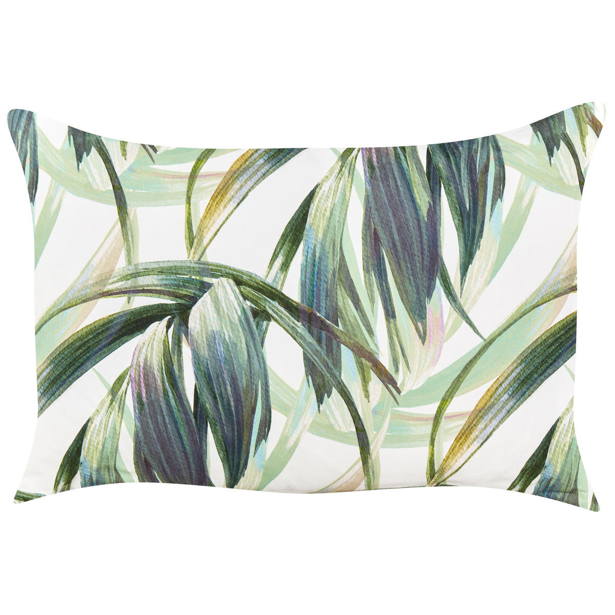 GARTENKISSEN 2er-Set Blattmotiv grün/weiß 40/60 cm Calderina - Grün, Textil (40/60cm) - Beliani