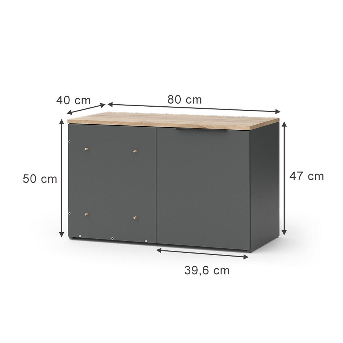 ECKKOMMODE Wido Anthrazit 80 x 50 cm Eck Kommode mit Tür - Anthrazit/Sonoma Eiche, Holzwerkstoff (80/50/40cm) - Vicco