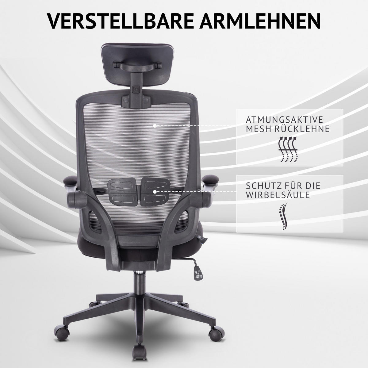 DREHSTUHL SAM Stoffbezug Schwarz - Schwarz, Textil (62/122/55cm) - SVITA