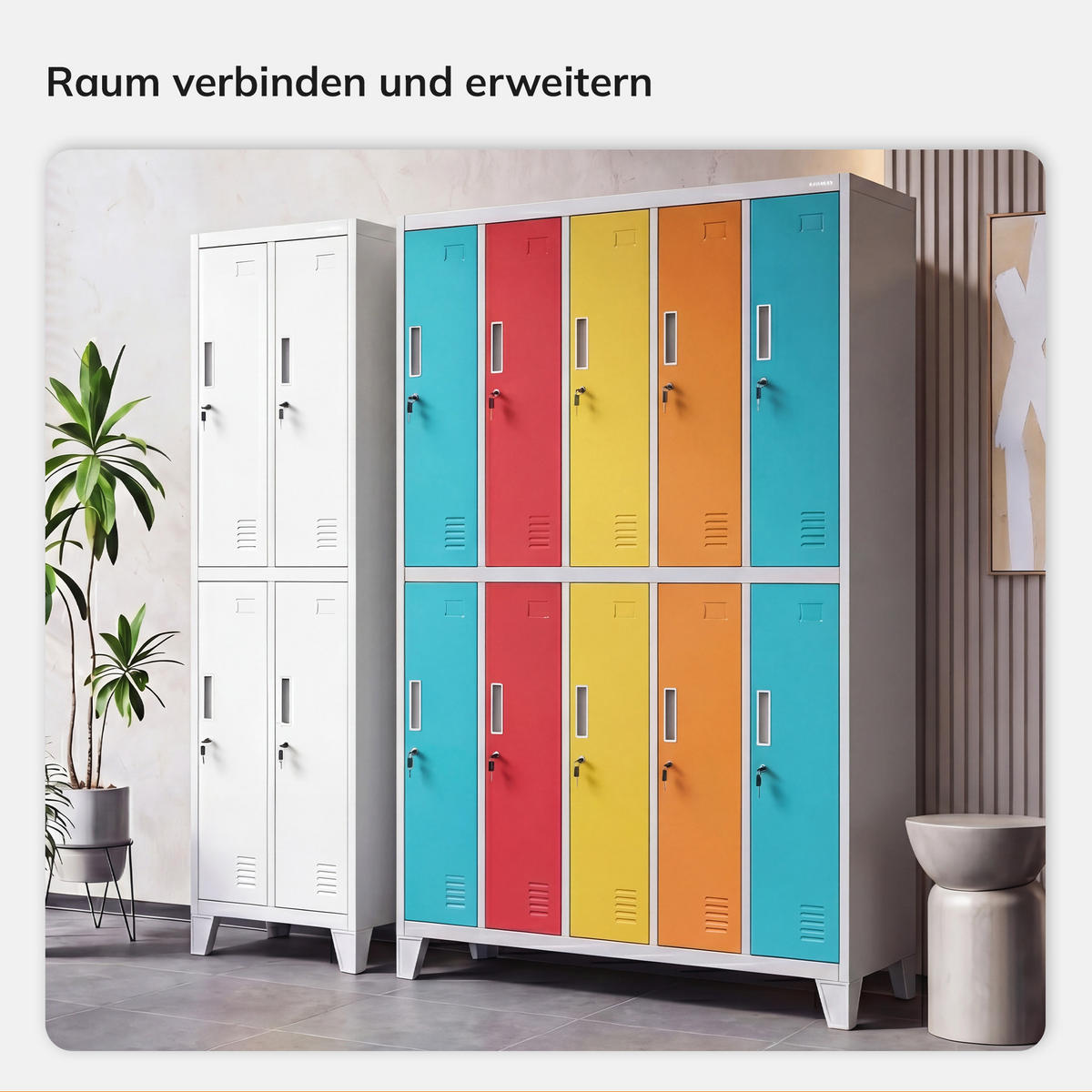 SCHLIESSFACHSCHRANK Bartek - Blau/Gelb, Metall (136/172/45cm)