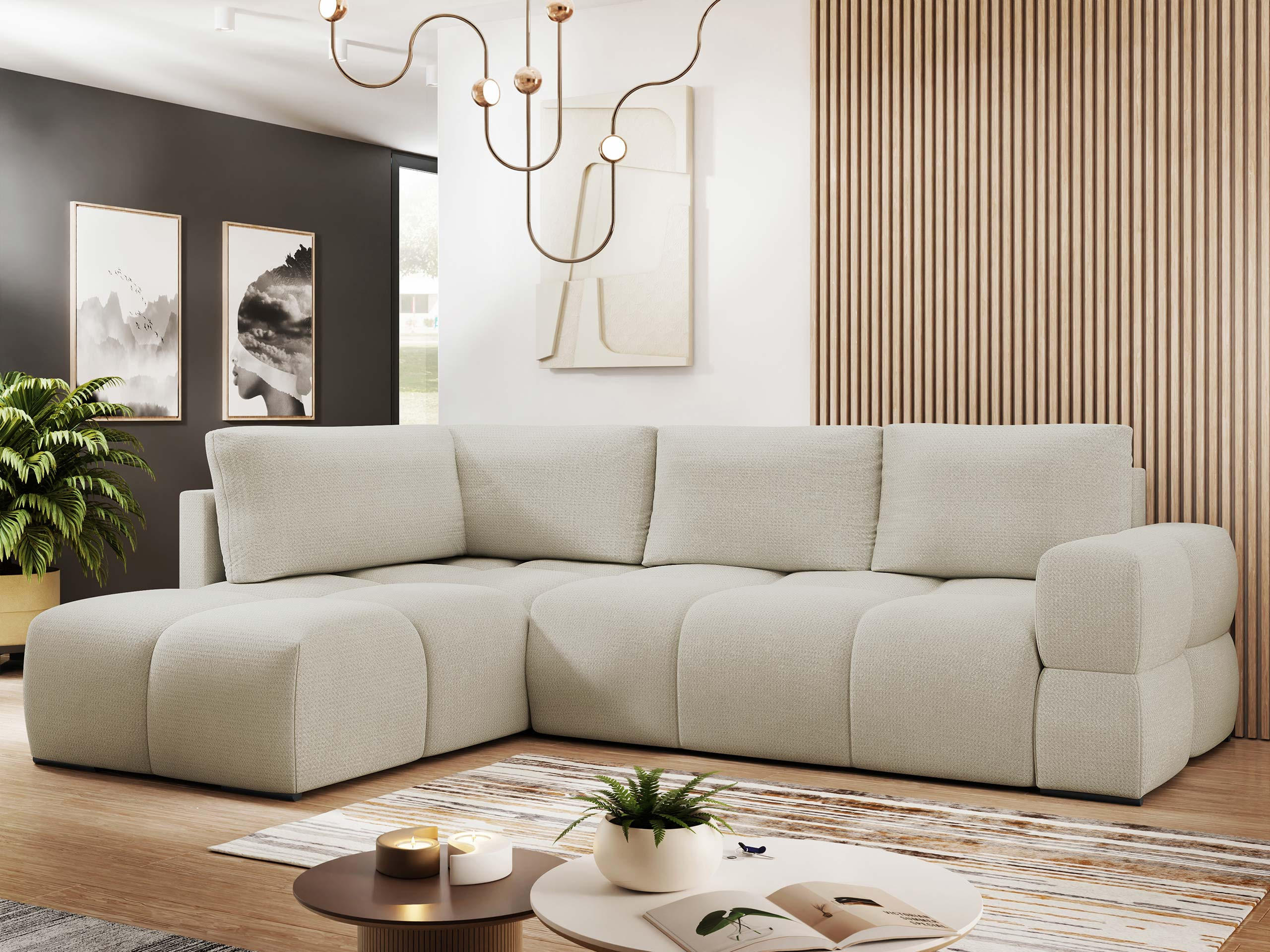 ECKSOFA Taremi - Schwarz/Naturfarben, Holz/Kunststoff (267/185cm) - MIRJAN24