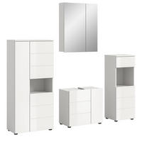 BADMÖBEL-SET 4-teilig weiß Hochglanz 188 x 190 cm, Kombination modern - Weiß Hochglanz/Schwarz, Holzwerkstoff/Kunststoff (188/190/34cm) - Inn.Furn
