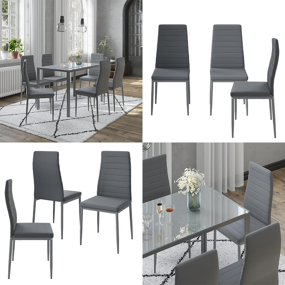 ESSZIMMERSTUHL Grand Grau 42.5 x 48 cm 6er Set - Grau, Kunststoff (42.5/96/48cm) - Vicco