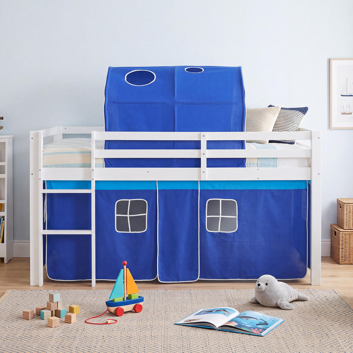 HOCHBETT Lattenrost Tunnel 90/200 cm Blau - Blau/Weiß, Holz (90/200cm) - Homestyle4u