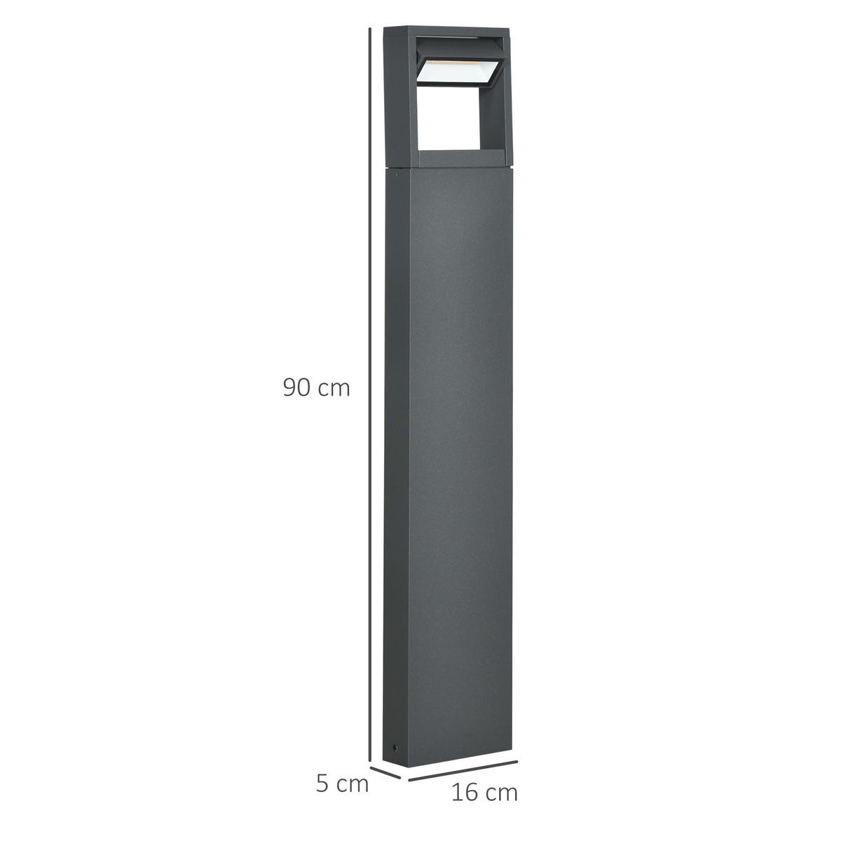 GARTENLAMPE, Aluminium, Dunkelgrau - Dunkelgrau, Metall (16/5/90cm) - Outsunny