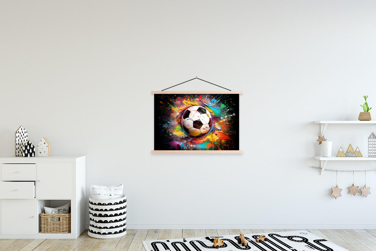 POSTER Fußball - Farbe - Farben - Schwarz - Weiß 90x60 cm - Weiß, Textil (90/60/0.15cm) - MuchoWow