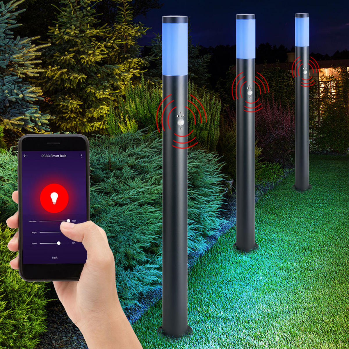 LED AUSSENLEUCHTE Edelstahl Anthrazit - Anthrazit, Kunststoff (7.6/11/110cm) - Globo Lighting