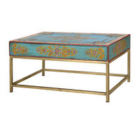 COUCHTISCH aus Mangoholz und Eisen - Goldfarben, Metall (90/60/46cm) - Giner y Colomer