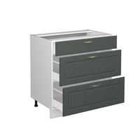 KÜCHENUNTERSCHRANK Fame-Line Grün-Gold Landhaus 80 cm mit 3 Schubladen AP Eiche - Weiß/Grün, Holzwerkstoff (80/82/60cm) - Vicco