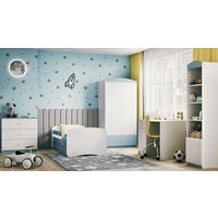 KINDERBETT ohne Motiv 70x140 cm mit Matratze, Schublade, Rausfallschutz & Lattenrost, Blau - Blau, Holzwerkstoff (70/140cm) - RAUMHIRSCH FURNITURE