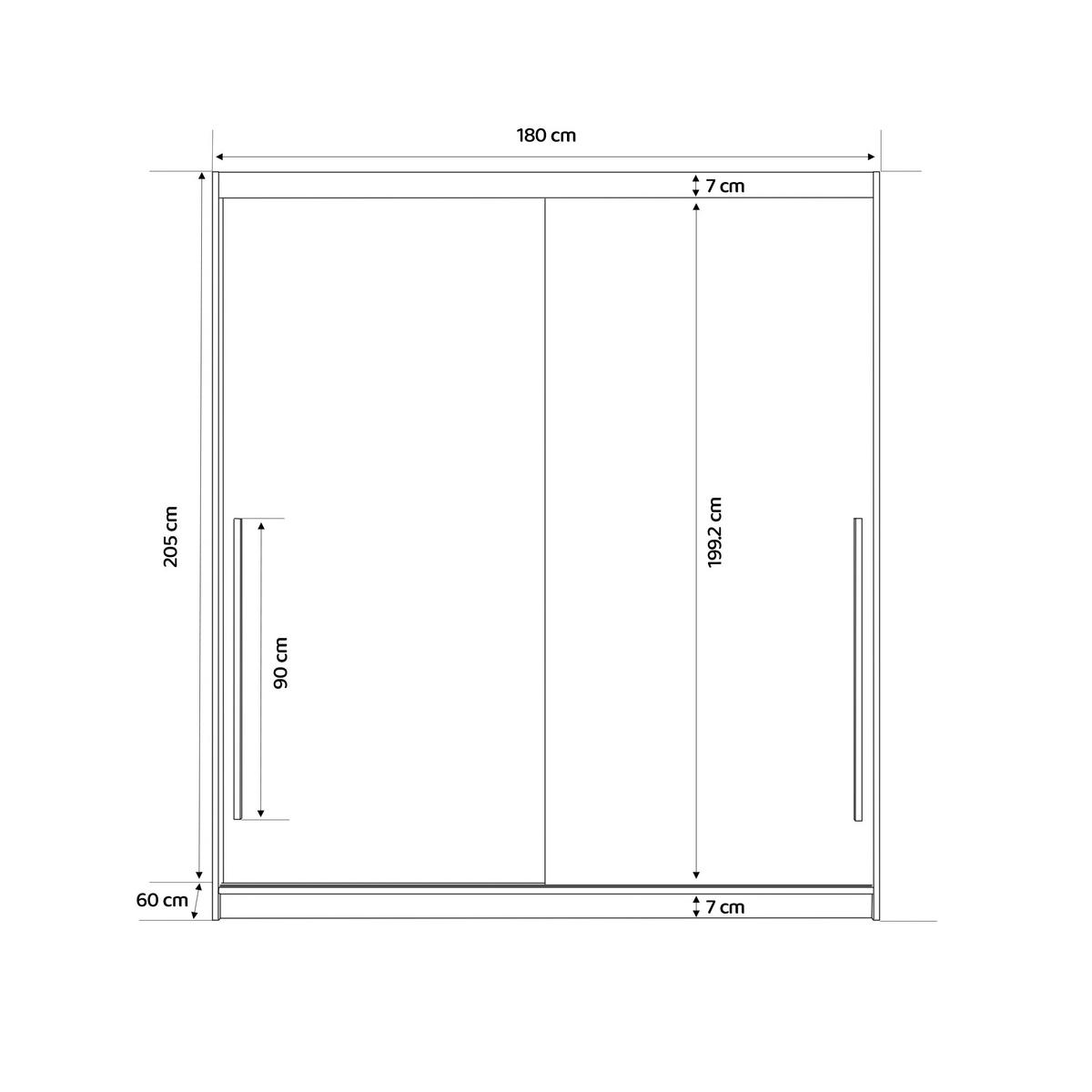SILENTE 180 cm Schiebetürenschrank mit Einlegeböden und Kleiderstange - Braun, Holzwerkstoff (180/205/60cm) - Idohome