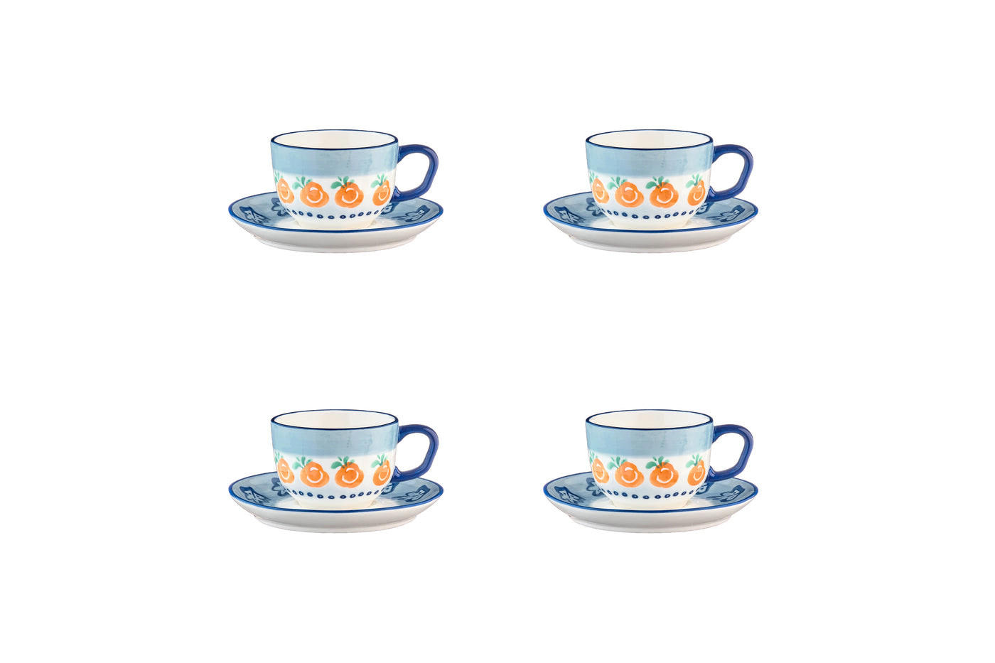 TASSEN Napoli 20cl und Untertasse Ø15cm - 8 Teile - Zitrusfrucht - Weiß, Keramik (20L) - Björn