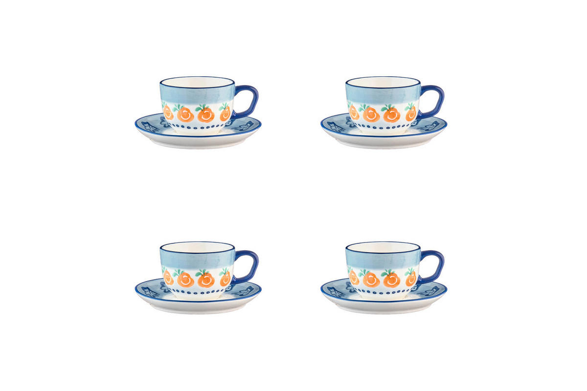 TASSEN Napoli 20cl und Untertasse Ø15cm - 8 Teile - Zitrusfrucht - Weiß, Keramik (20L) - Björn