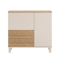SIDEBOARD with 2 doors and 2 drawers, cashmere and oak decor, 35/82,4/87,2 cm - Beige, Holzwerkstoff (35/82.4/10cm) - Calicosy