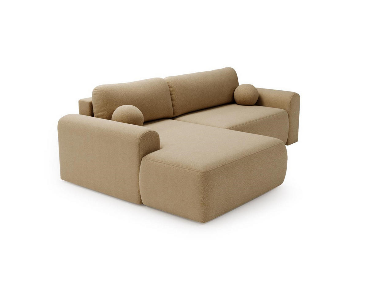 ECKSOFA Aurora Beige, mit Schlaffunktion in Lambi Stoff, linke seite - Beige, Holzwerkstoff/Textil (257/177cm) - Bettso