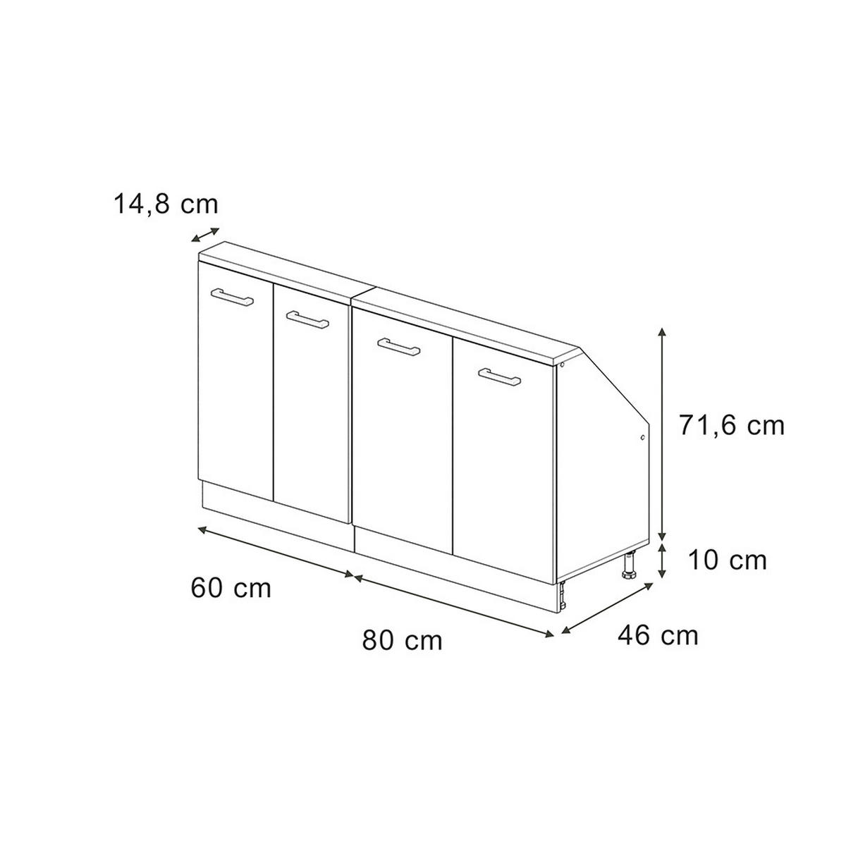 DACHSCHRÄGENSCHRANK-SET Rion Weiß Riffel 140 cm 2er Set - Weiß, Holzwerkstoff (140/81.6/46cm) - Vicco