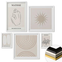 WANDBILDER 5er-Set - 50x50 cm & 20x30 cm & 40x60 cm Weißer Rahmen - Stilvolle minimalistische Linien - Weiß, Kunststoff (40/60cm) - ArtPrintCave
