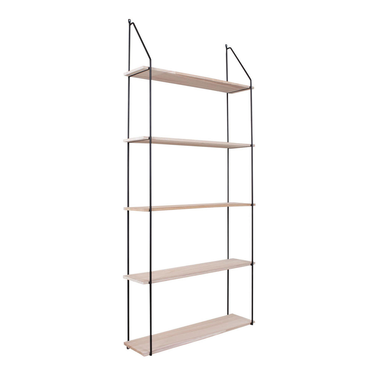 REGAL Eindhoven Stahl, Paulownia Schwarz / Natur - Naturfarben, Holz (65/145/17cm) - tinkaro