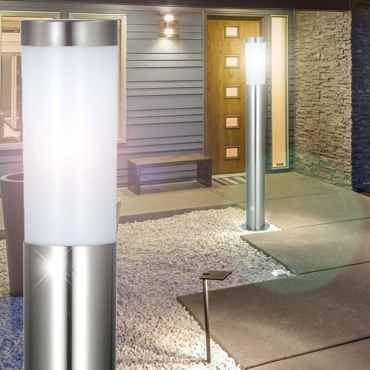 STEHLEUCHTE Silber 2er Set - Silberfarben, Kunststoff (7.8/110/7.8cm) - Globo Lighting