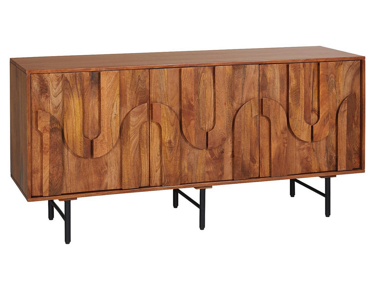 SIDEBOARD - 160 cmcm x 45 cmcm - Holz, Platte - Naturfarben Dunkel - MIZORAM - Naturfarben, Holz (160/75/45cm) - Vente-Unique