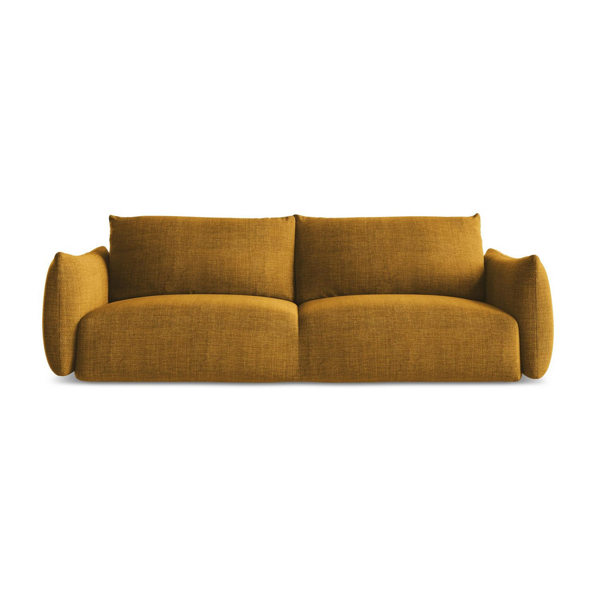 3-SITZER SOFA mit Schlaffunktion Strukturstoff Gelb - Currygelb/Schwarz, Holzwerkstoff/Kunststoff (230/90/105cm) - LaMiaSofa