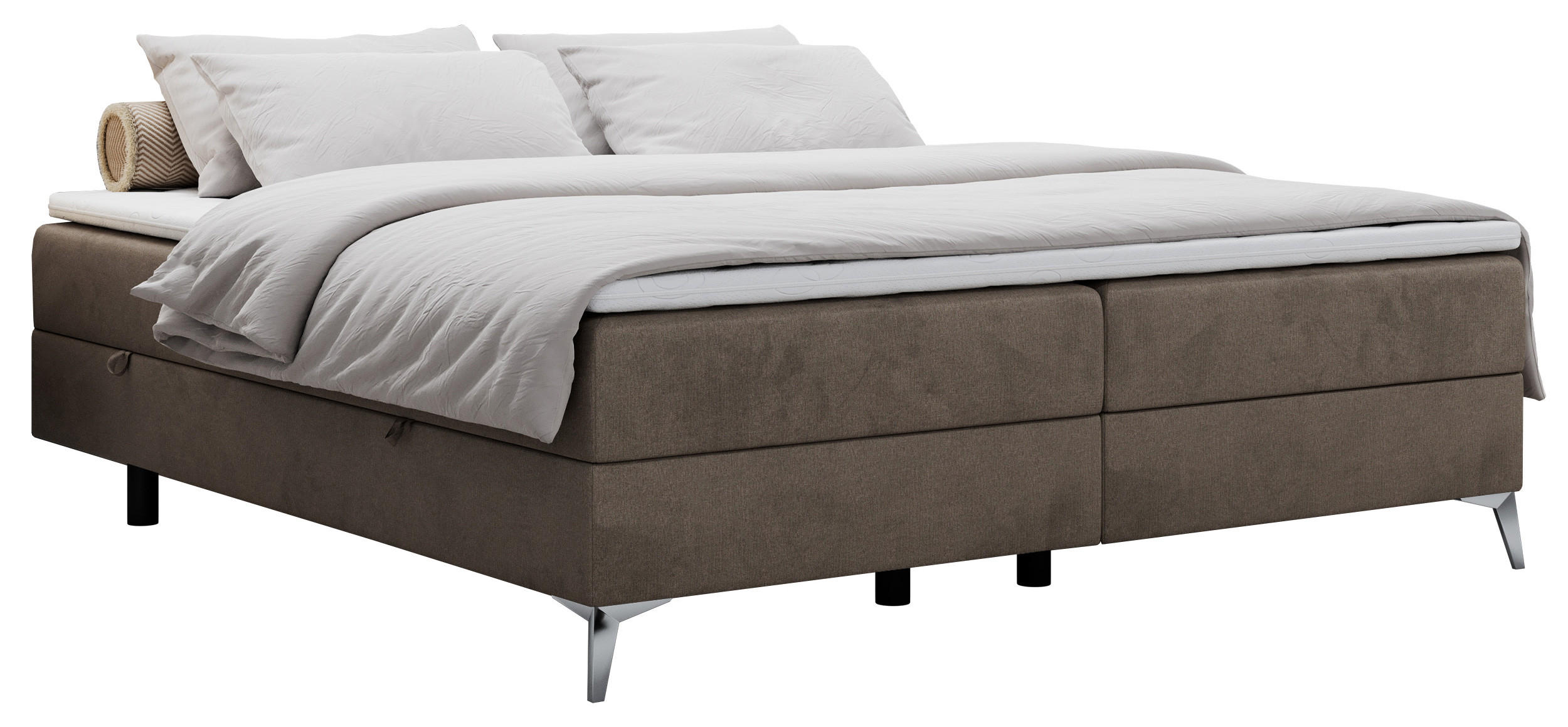 BOXBETT LESS 140/200 Braun Velvet - H3 - Braun, Holz/Textil (140/200cm) - MKS