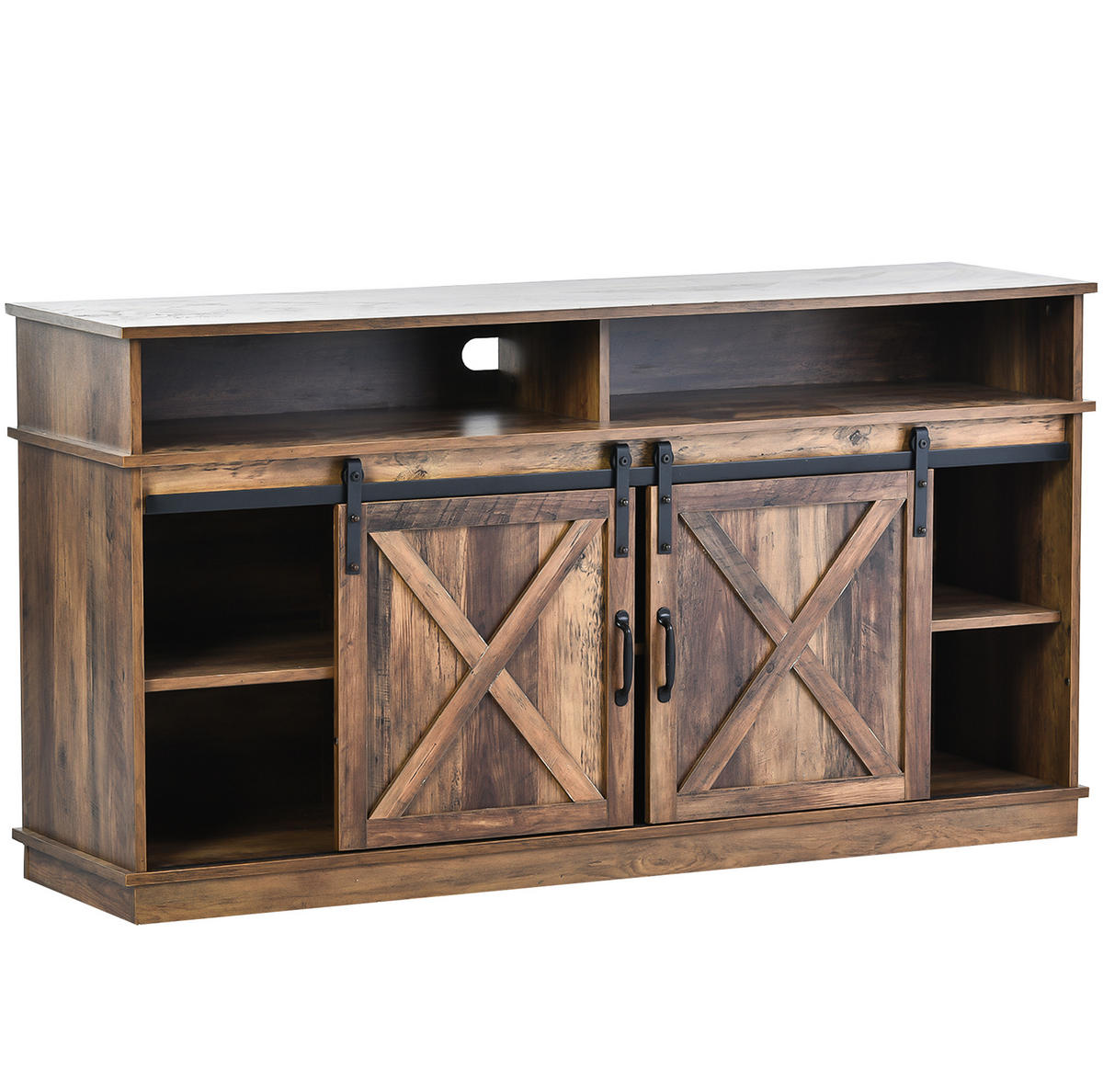 TV-SCHRANK aus Spanplatte 148x40x78 cm Braun mit Schiebetüren, verstellbaren Regalen und viel Stauraum - Rotbraun, Holzwerkstoff (148/78/40cm) - Modfu