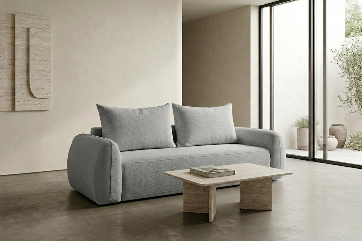 POHOVKA S Funkcí Spaní A Úložným Prostorem, Látka Doha, Světle Šedá, HELA - světle šedá, dřevo (250/89/100cm) - Kaiser Möbel