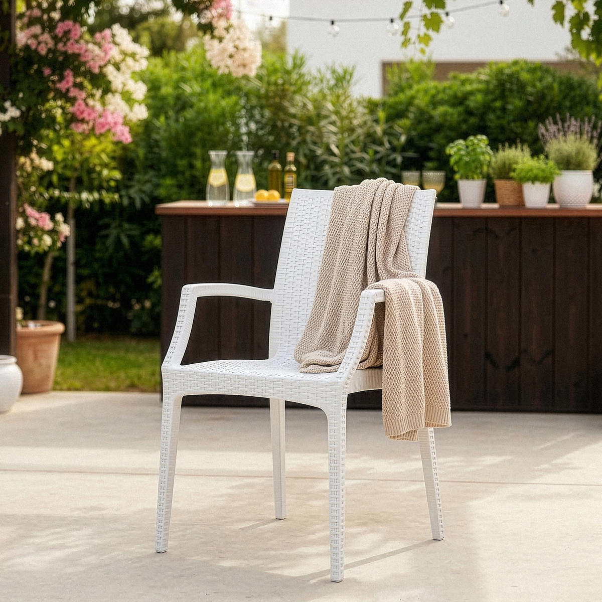 GARTENSTUHL ETULI 4-tlg, Weiß - Weiß, Kunststoff (56/88/50cm) - KONSIMO®