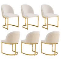 ESSZIMMERSTÜHLE 6er-Set Chenille Gold Metall Beige - Beige/Goldfarben, Textil (59/85/52cm) - FLIEKS