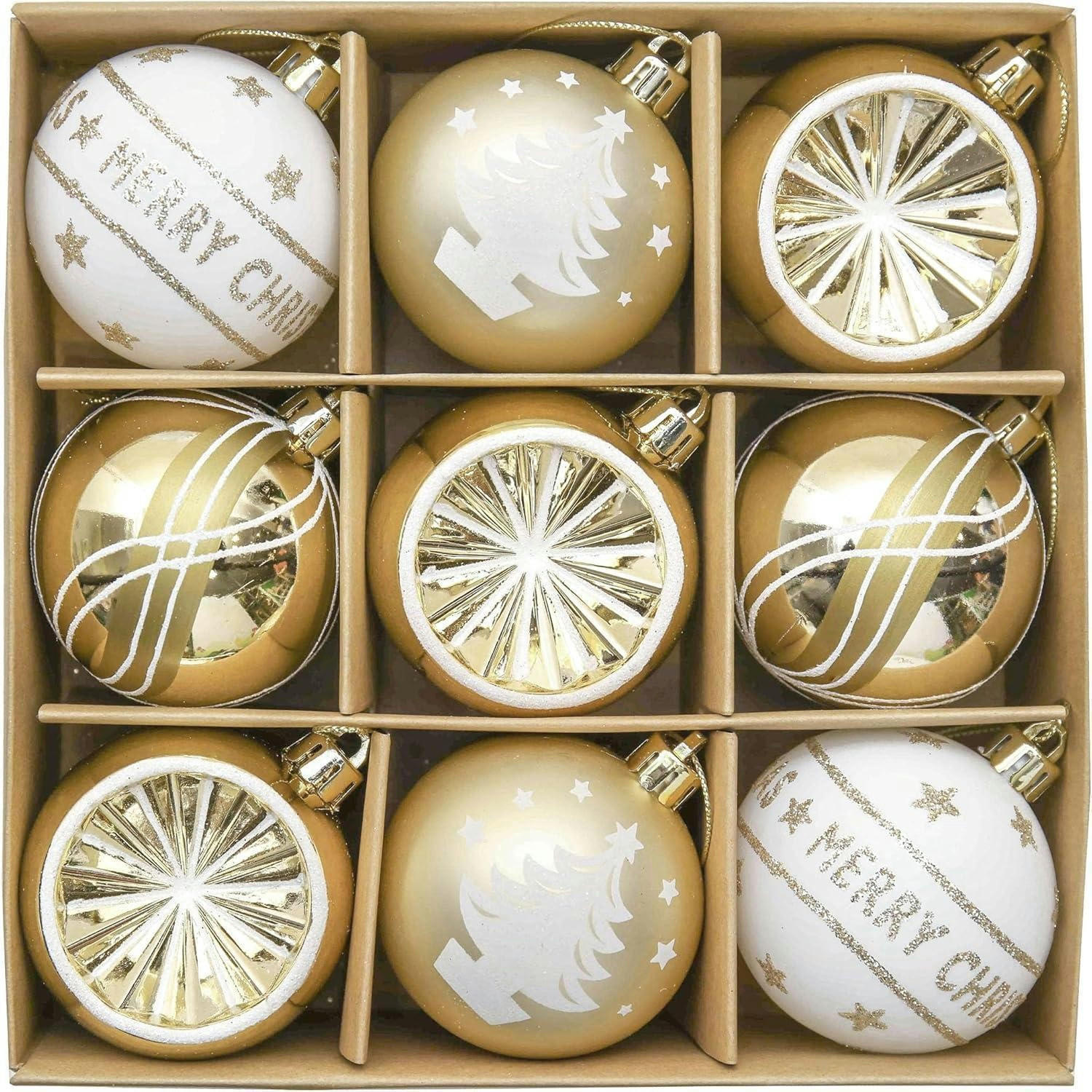 WEIHNACHTSKUGELN 9-teiliges Set 6 cm Gold Weiß - Multicolor, Kunststoff (6/6/6cm)