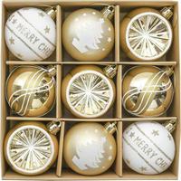 WEIHNACHTSKUGELN 9-teiliges Set 6 cm Gold Weiß - Multicolor, Kunststoff (6/6/6cm)