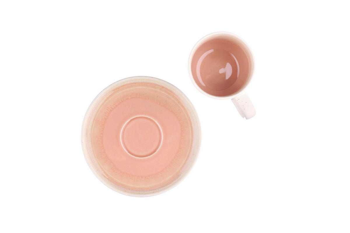 TASSEN 200ml und Untertasse Ø15cm Oxygen - 12 Teile -Puderrosa - Rosa, Keramik (15/7/15cm) - Björn