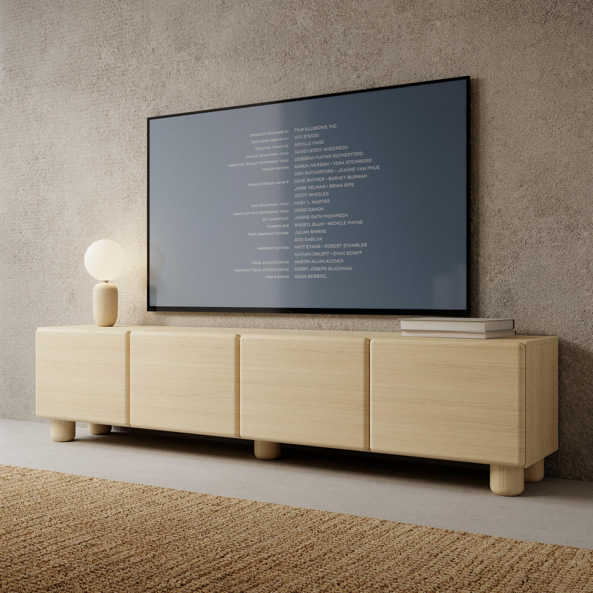TV-LOWBOARD CERVI F 200 cm Eiche Vicenza - mit 4 Klappen und abgerundeten Fronten - Eichefarben, Holz/Holzwerkstoff (200/47/38cm) - Ravio