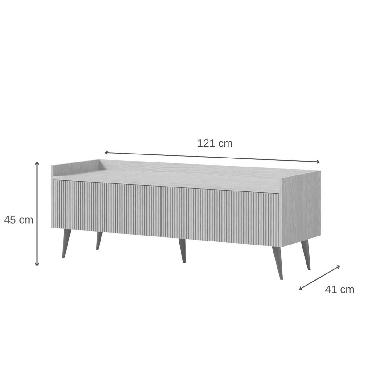 NÍZKÁ KOMODA Amfali se 2 výklopnými dvířky, drážkovaná čela, systém Push-to-open, kovové nohy, 120 cm, kašmír - černá/kašmírová, kov/kompozitní dřevo (121/45/41cm) - Beautysofa
