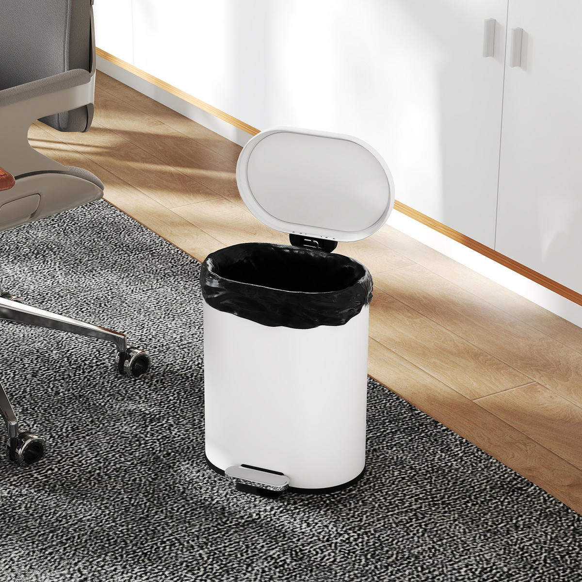 MÜLLEIMER DE-08919 12 L Treteimer mit Soft-Close, herausnehmbarem Inneneimer Weiß - Weiß, Metall (25.5/37.5/30cm) - ComfortXL