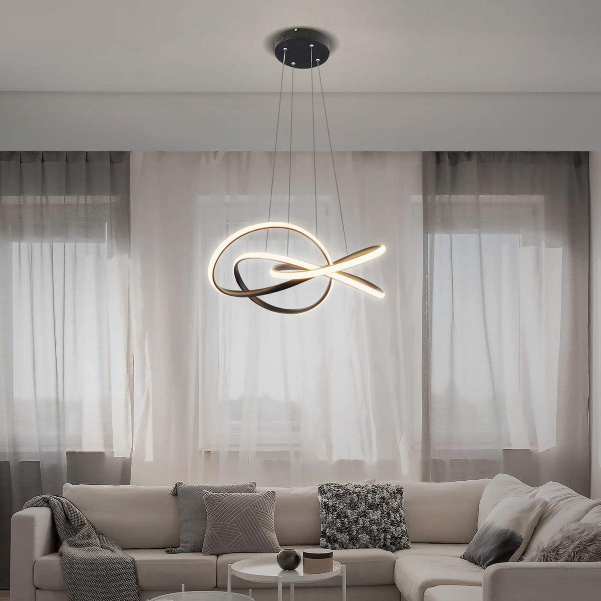 LED-PENDELLEUCHTE Kaelindra 58/150/20 cm - Schwarz, Metall (150/20/150cm) - ZMH