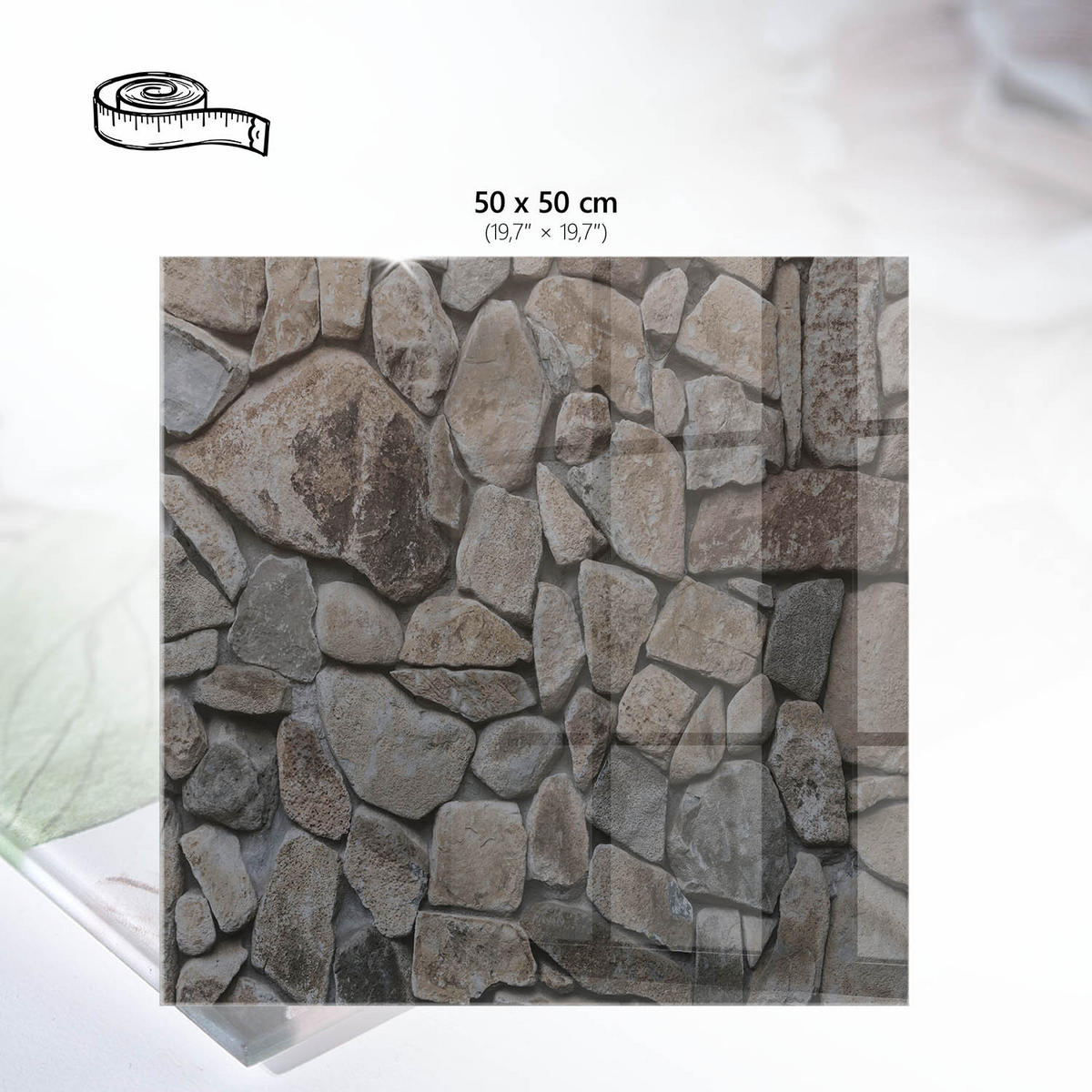 TISCHPLATTE 50x50 cm – Steintextur - Braun, Glas (50/50/0.4cm) - Wallfluent