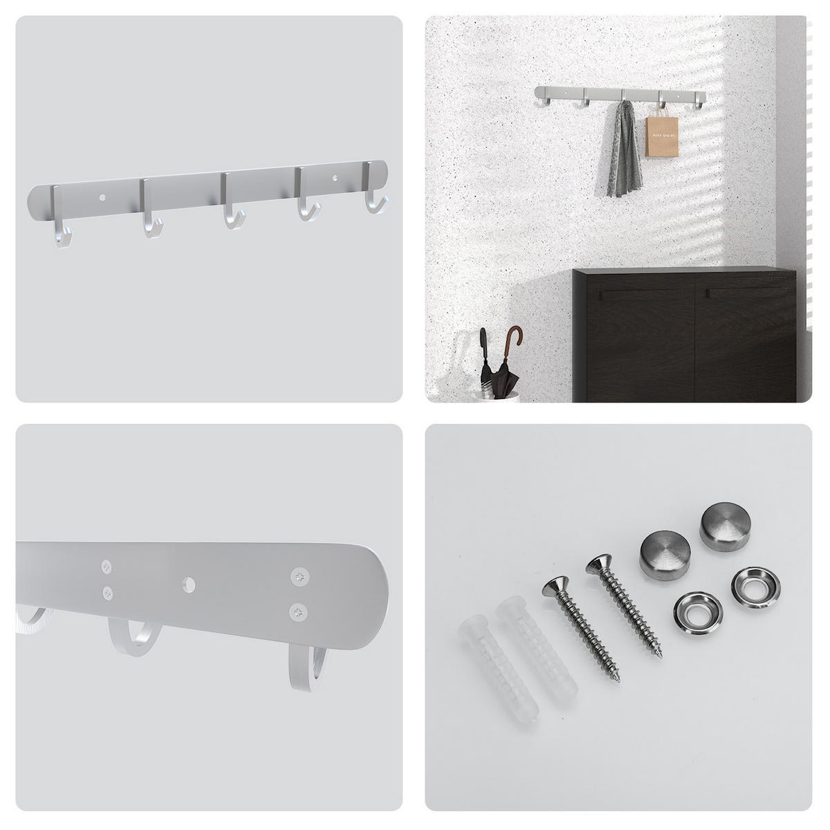 HAKENLEISTE 38.1/4.7/4.7 cm - Silberfarben, Metall (4.7/4.7/38.1cm) - Intirilife