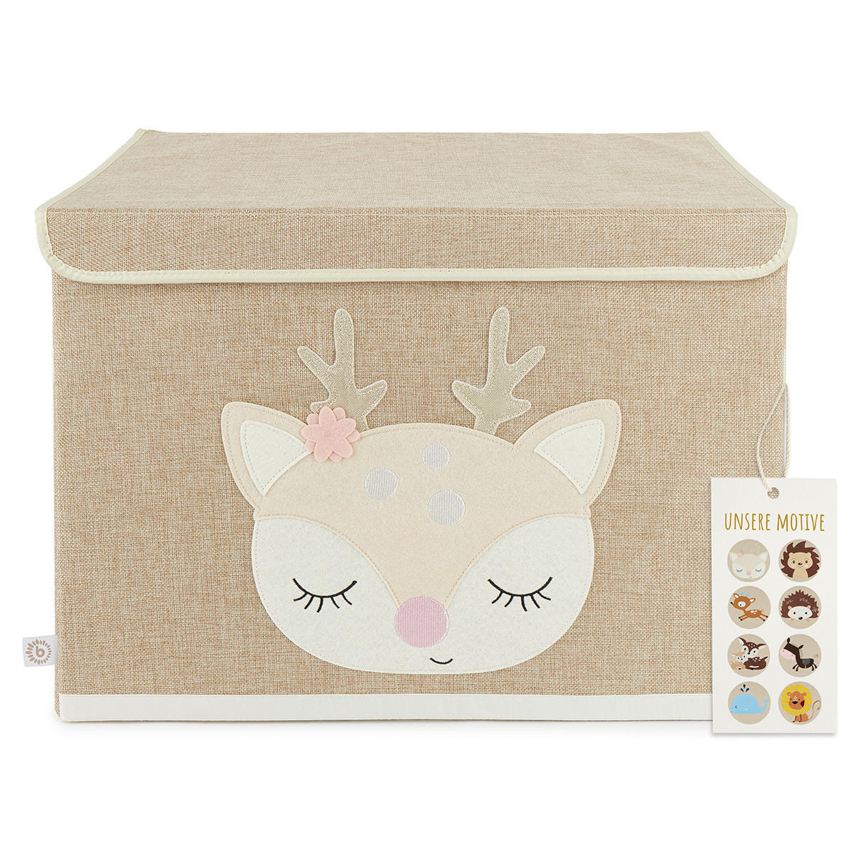 AUFBEWAHRUNGSBOX mit Deckel Reh Ella - Beige, Textil (36/36cm) - Bieco Spielwaren