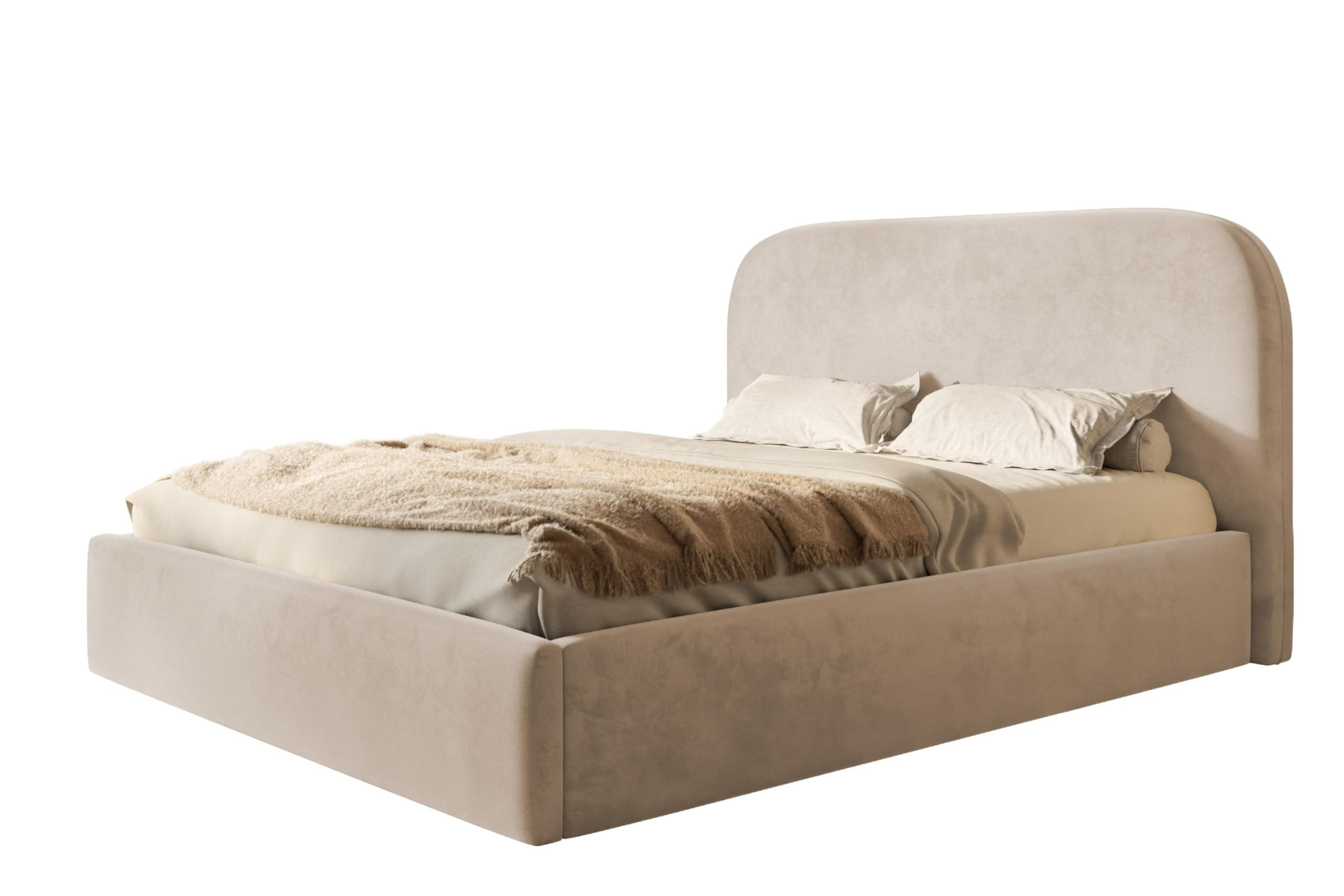 BETT 200x200 - Polsterbett mit Bettkasten und Metallrahmen - Modern Betten - Amor-Samtstoff - Kollektion Verona - Beige - Beige, Holz/Textil (200/200cm) - Alpi-Möbel