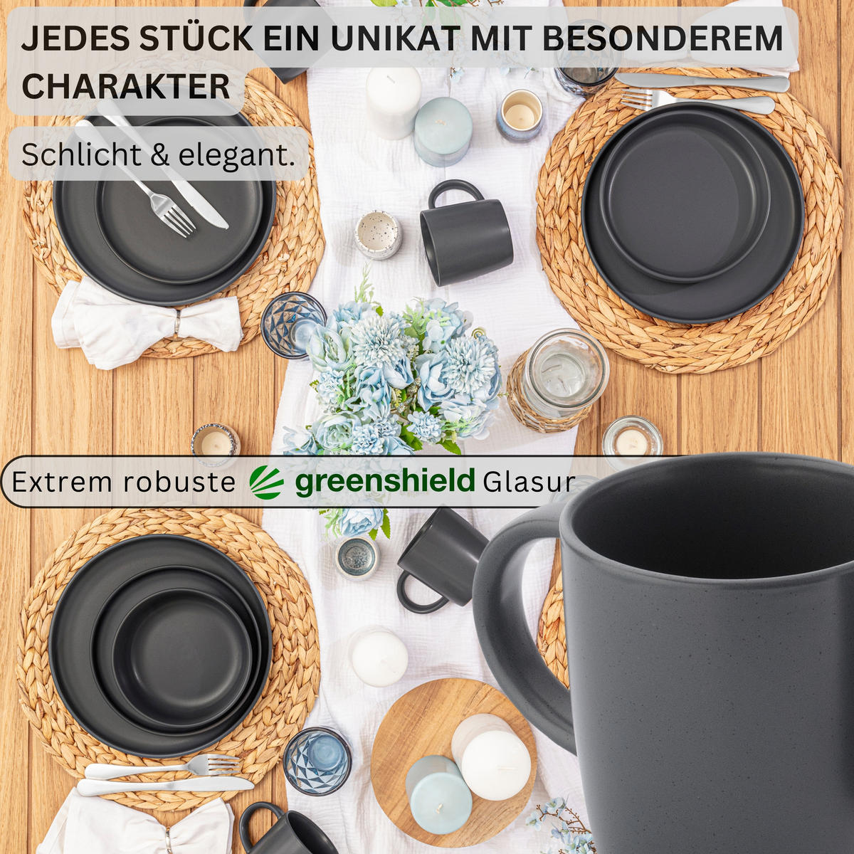 KAFFEEBECHER LEEDS NIGHTSKY - 6 teilig aus Steingut - Dunkelgrau, Stein (0.38L) - Sänger