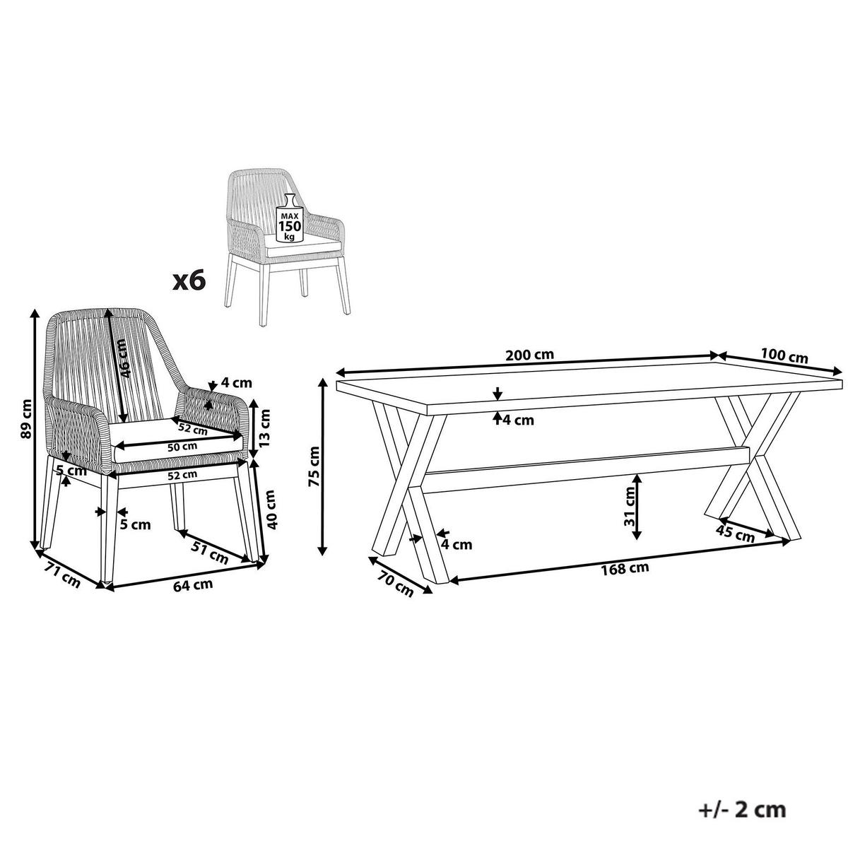 GARTENMÖBEL-SET 6-Sitzer Olivgrün Olbia - Beige/Braun, Holz - Beliani
