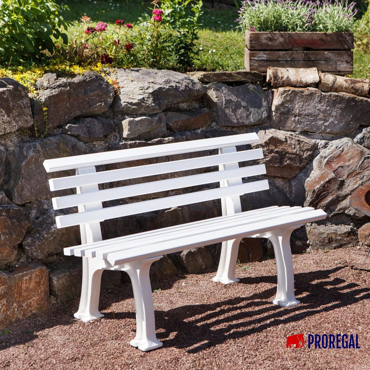 GARTENBANK Antigua 2 Sitzer Weiß 74 x 120 x 54 cm Witterungskunststoff & UV Beständiger Kunststoff - Weiß, Kunststoff (120/74/54cm) - PROREGAL