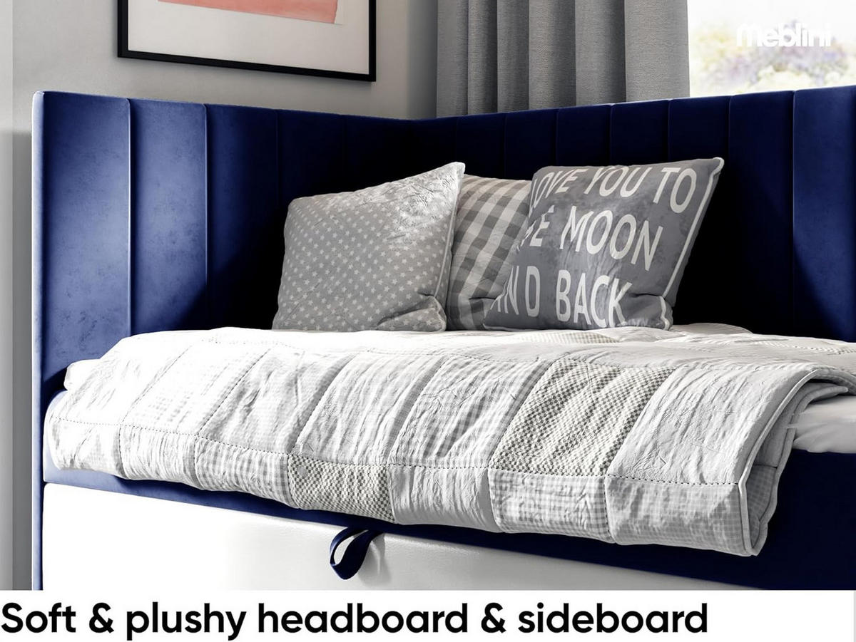 KINDERBETT MAYA 3 - Dunkelblau/Weiß, Holzwerkstoff (86/208cm) - Meblini