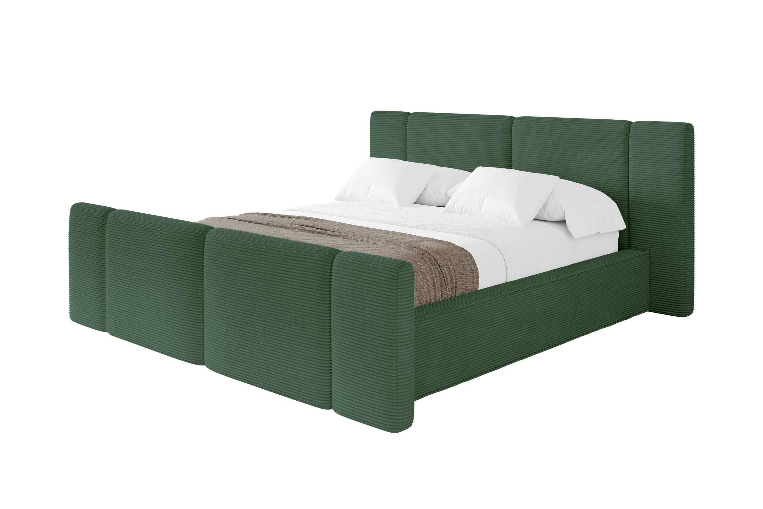POLSTERBETT mit Bettkasten, Fußteil und Lattenrost, Bett mit Matratze H3/H4 - RIVO-Z 140x200 Grün - Grün, Holzwerkstoff/Textil (140/200cm) - ALTDECOR