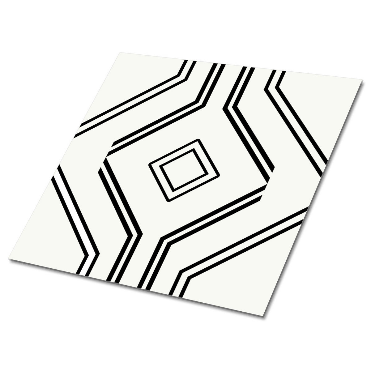 FLIESENAUFKLEBER 9 Stück 30x30 cm selbstklebend Geometrische Linien - Schwarz, Textil (30/1.6/30cm) - TULUP