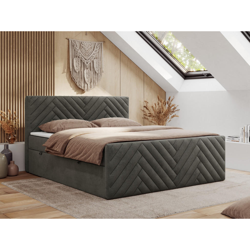 Thumbnail - MKS Boxbett, Dunkelgrau, Textil, 2-Sitzer, H3, 7-Zonen, Rechteckig, 180x200 cm, Oeko-Tex®, Schlafzimmer, Betten, Boxspri...