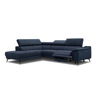 ECKSOFA FIERO 5-Sitzer mit 1 Relaxfunktion, dunkelblau - Dunkelblau, Holzwerkstoff/Textil (228/290cm) - Courtois Laville